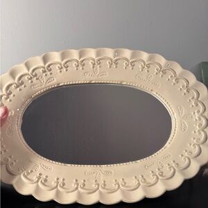 Ornate Cream Oval Wall Mirror - Decorative Scalloped Frame